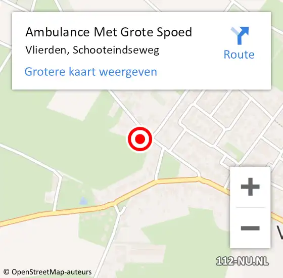 Locatie op kaart van de 112 melding: Ambulance Met Grote Spoed Naar Vlierden, Schooteindseweg op 6 mei 2016 05:20