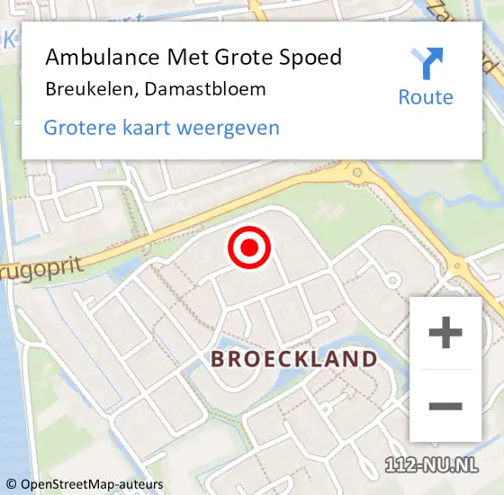 Locatie op kaart van de 112 melding: Ambulance Met Grote Spoed Naar Breukelen, Damastbloem op 6 mei 2016 05:40