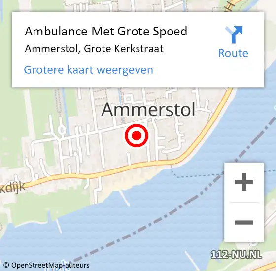 Locatie op kaart van de 112 melding: Ambulance Met Grote Spoed Naar Ammerstol, Grote Kerkstraat op 6 mei 2016 06:46