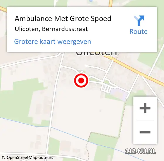 Locatie op kaart van de 112 melding: Ambulance Met Grote Spoed Naar Ulicoten, Bernardusstraat op 6 mei 2016 06:56