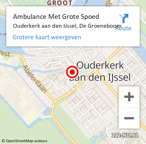 Locatie op kaart van de 112 melding: Ambulance Met Grote Spoed Naar Ouderkerk aan den IJssel, De Groeneboom op 6 mei 2016 09:46