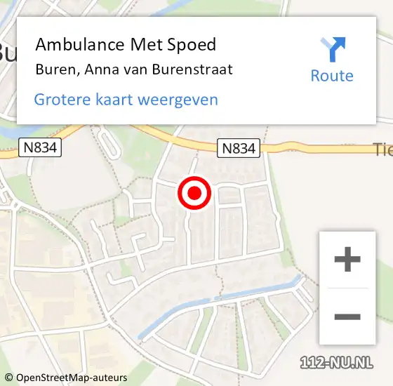 Locatie op kaart van de 112 melding: Ambulance Met Spoed Naar Buren, Anna van Burenstraat op 6 mei 2016 10:02