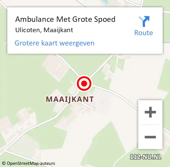 Locatie op kaart van de 112 melding: Ambulance Met Grote Spoed Naar Ulicoten, Maaijkant op 6 mei 2016 10:25