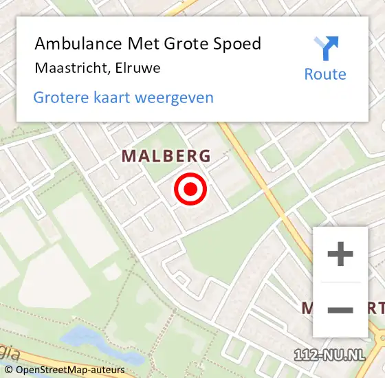 Locatie op kaart van de 112 melding: Ambulance Met Grote Spoed Naar Maastricht, Elruwe op 14 december 2013 01:00