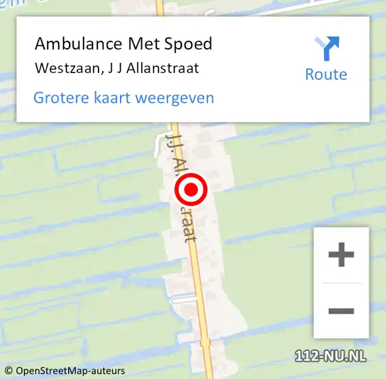 Locatie op kaart van de 112 melding: Ambulance Met Spoed Naar Westzaan, J J Allanstraat op 6 mei 2016 10:34