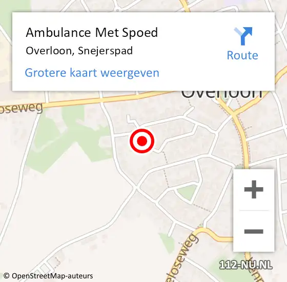 Locatie op kaart van de 112 melding: Ambulance Met Spoed Naar Overloon, Snejerspad op 6 mei 2016 10:38