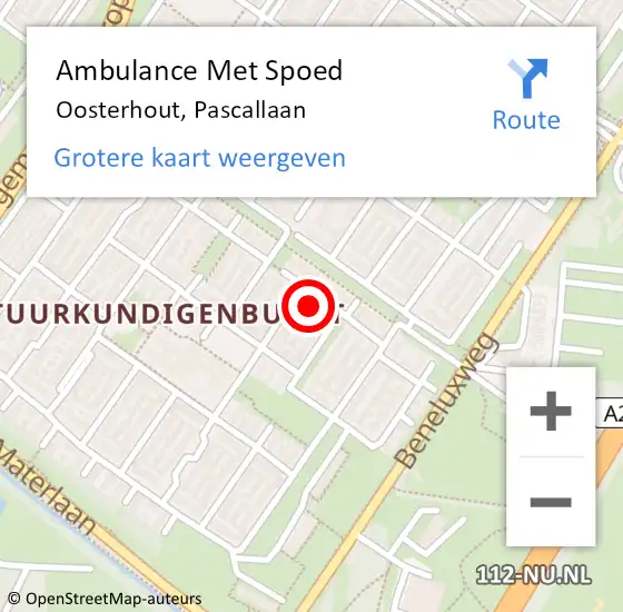 Locatie op kaart van de 112 melding: Ambulance Met Spoed Naar Oosterhout, Pascallaan op 6 mei 2016 10:40