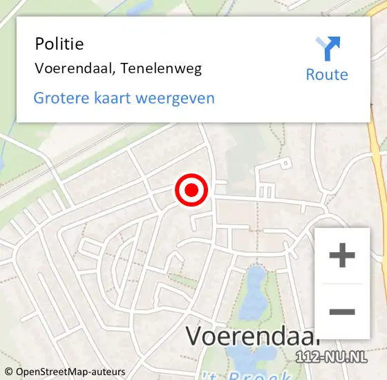 Locatie op kaart van de 112 melding: Politie Voerendaal, Tenelenweg op 6 mei 2016 10:47
