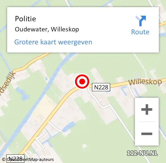 Locatie op kaart van de 112 melding: Politie Oudewater, Willeskop op 6 mei 2016 10:56