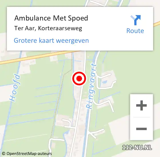 Locatie op kaart van de 112 melding: Ambulance Met Spoed Naar Ter Aar, Korteraarseweg op 6 mei 2016 11:00