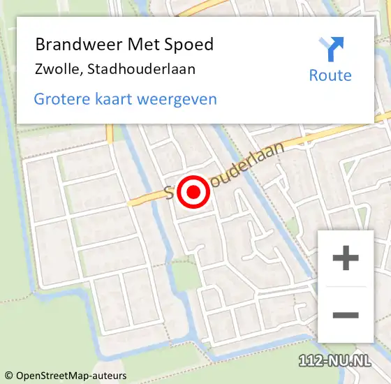 Locatie op kaart van de 112 melding: Brandweer Met Spoed Naar Zwolle, Stadhouderlaan op 6 mei 2016 11:51