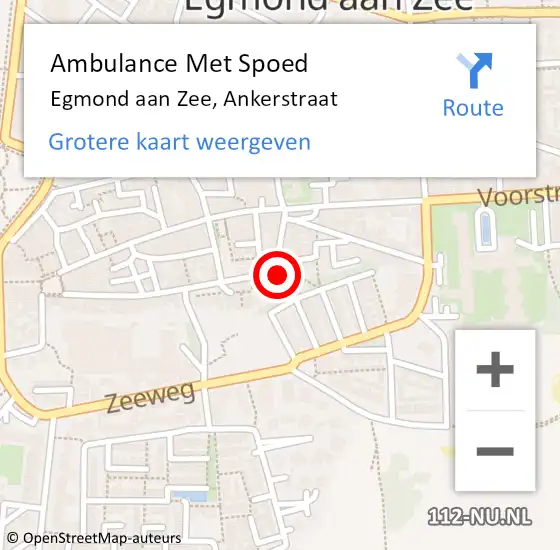 Locatie op kaart van de 112 melding: Ambulance Met Spoed Naar Egmond aan Zee, Ankerstraat op 6 mei 2016 11:51