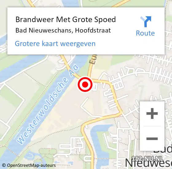 Locatie op kaart van de 112 melding: Brandweer Met Grote Spoed Naar Bad Nieuweschans, Hoofdstraat op 6 mei 2016 12:14