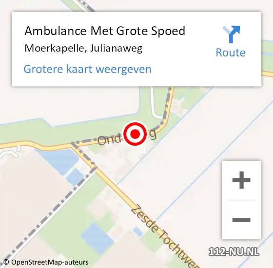 Locatie op kaart van de 112 melding: Ambulance Met Grote Spoed Naar Moerkapelle, Julianaweg op 6 mei 2016 12:22