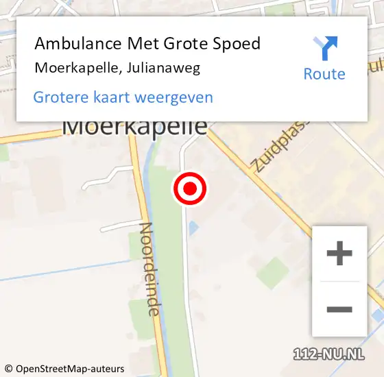 Locatie op kaart van de 112 melding: Ambulance Met Grote Spoed Naar Moerkapelle, Julianaweg op 6 mei 2016 12:26