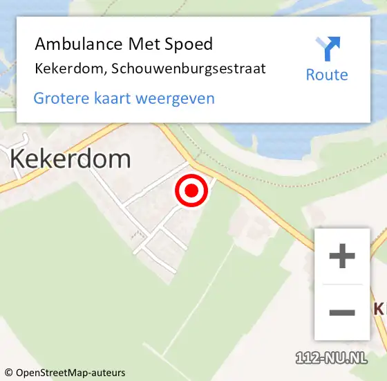 Locatie op kaart van de 112 melding: Ambulance Met Spoed Naar Kekerdom, Schouwenburgsestraat op 6 mei 2016 13:07