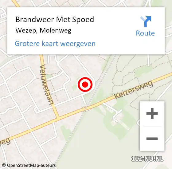 Locatie op kaart van de 112 melding: Brandweer Met Spoed Naar Wezep, Molenweg op 6 mei 2016 13:52