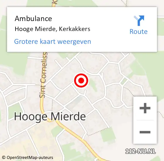 Locatie op kaart van de 112 melding: Ambulance Hooge Mierde, Kerkakkers op 6 mei 2016 14:00
