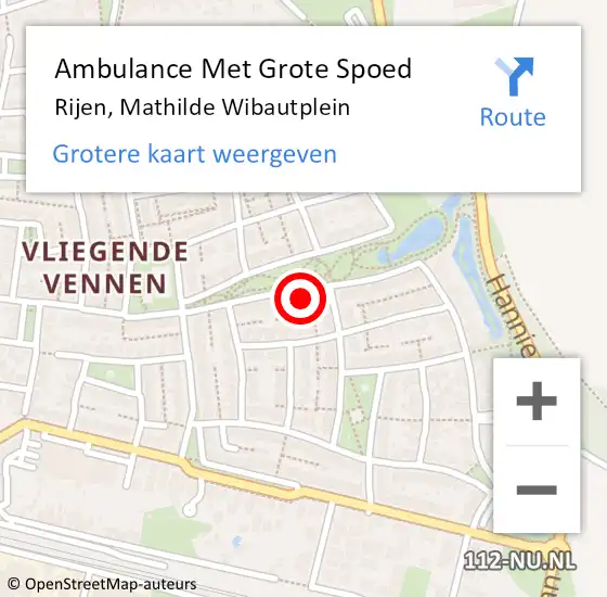 Locatie op kaart van de 112 melding: Ambulance Met Grote Spoed Naar Rijen, Mathilde Wibautplein op 6 mei 2016 14:12