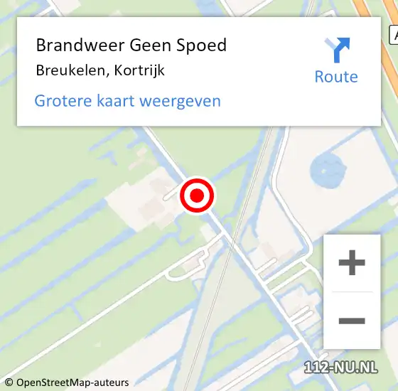 Locatie op kaart van de 112 melding: Brandweer Geen Spoed Naar Breukelen, Kortrijk op 6 mei 2016 14:17