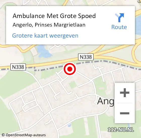 Locatie op kaart van de 112 melding: Ambulance Met Grote Spoed Naar Angerlo, Prinses Margrietlaan op 6 mei 2016 14:52