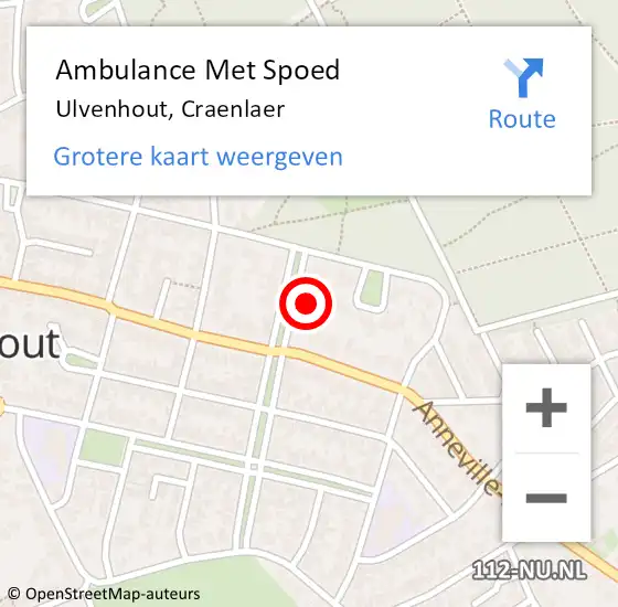 Locatie op kaart van de 112 melding: Ambulance Met Spoed Naar Ulvenhout, Craenlaer op 6 mei 2016 15:27