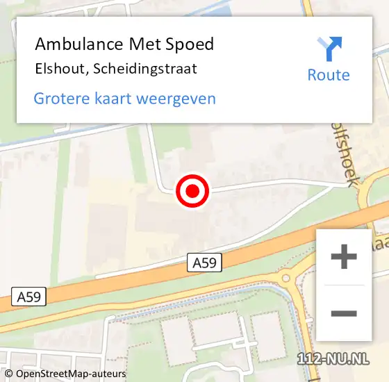 Locatie op kaart van de 112 melding: Ambulance Met Spoed Naar Elshout, Scheidingstraat op 6 mei 2016 15:45