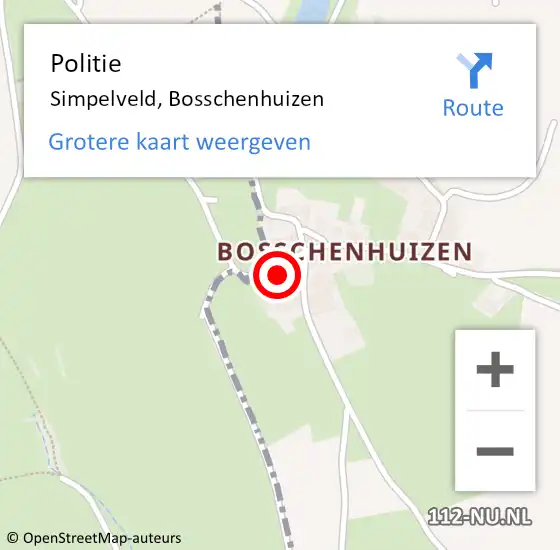 Locatie op kaart van de 112 melding: Politie Simpelveld, Bosschenhuizen op 6 mei 2016 15:55