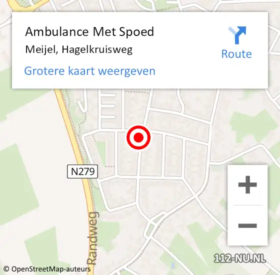 Locatie op kaart van de 112 melding: Ambulance Met Spoed Naar Meijel, Hagelkruisweg op 6 mei 2016 16:08