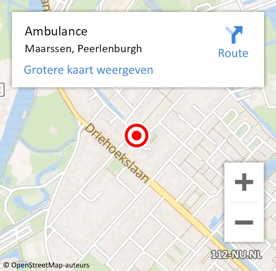 Locatie op kaart van de 112 melding: Ambulance Maarssen, Peerlenburgh op 6 mei 2016 16:18