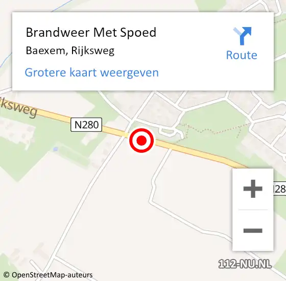 Locatie op kaart van de 112 melding: Brandweer Met Spoed Naar Baexem, Rijksweg op 6 mei 2016 16:20