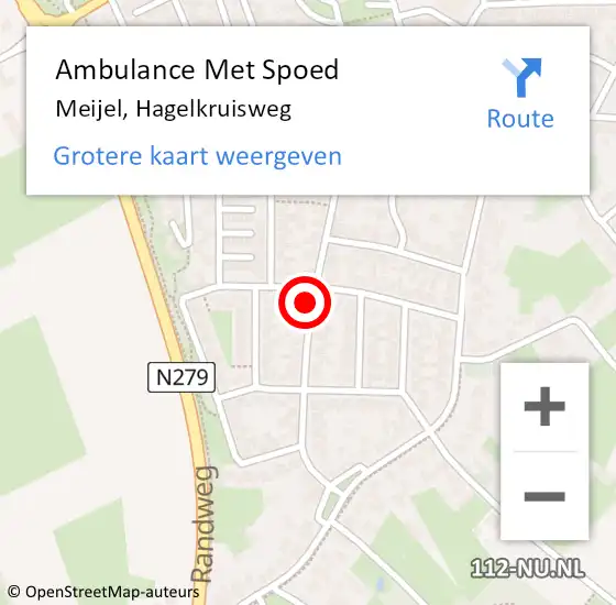 Locatie op kaart van de 112 melding: Ambulance Met Spoed Naar Meijel, Hagelkruisweg op 6 mei 2016 16:35