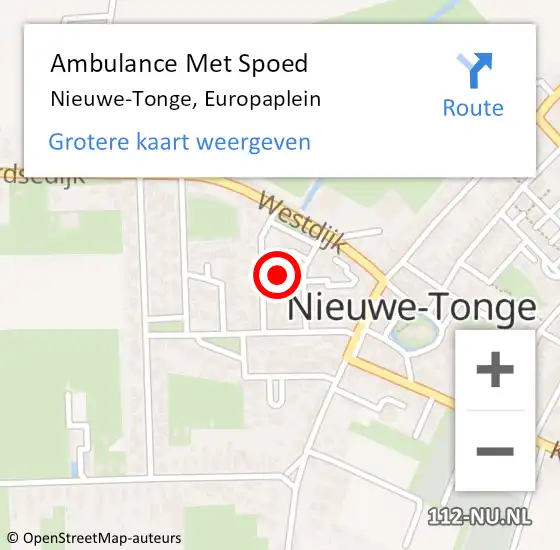 Locatie op kaart van de 112 melding: Ambulance Met Spoed Naar Nieuwe-Tonge, Europaplein op 6 mei 2016 17:22