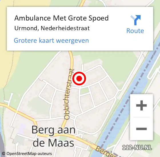 Locatie op kaart van de 112 melding: Ambulance Met Grote Spoed Naar Urmond, Nederheidestraat op 16 september 2013 04:53