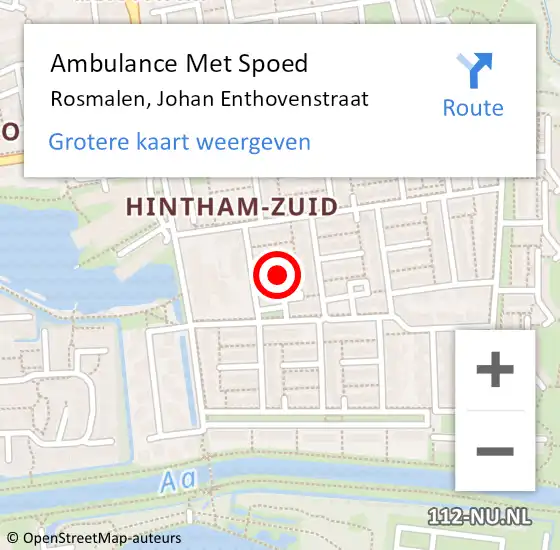 Locatie op kaart van de 112 melding: Ambulance Met Spoed Naar Rosmalen, Johan Enthovenstraat op 6 mei 2016 17:45