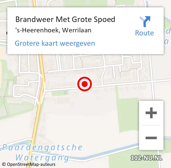 Locatie op kaart van de 112 melding: Brandweer Met Grote Spoed Naar 's-Heerenhoek, Werrilaan op 6 mei 2016 17:48