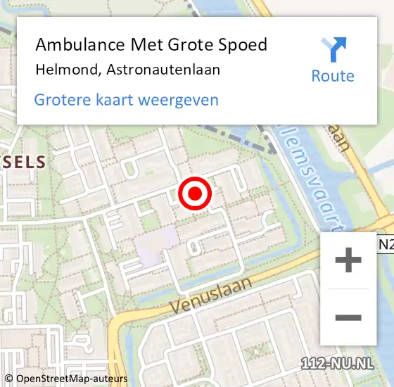 Locatie op kaart van de 112 melding: Ambulance Met Grote Spoed Naar Helmond, Astronautenlaan op 6 mei 2016 18:31