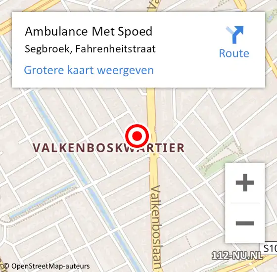 Locatie op kaart van de 112 melding: Ambulance Met Spoed Naar Segbroek, Fahrenheitstraat op 14 december 2013 03:44