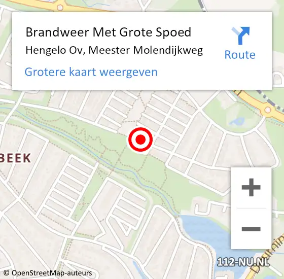 Locatie op kaart van de 112 melding: Brandweer Met Grote Spoed Naar Hengelo Ov, Meester Molendijkweg op 6 mei 2016 18:49