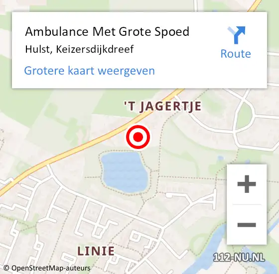 Locatie op kaart van de 112 melding: Ambulance Met Grote Spoed Naar Hulst, Keizersdijkdreef op 6 mei 2016 18:54