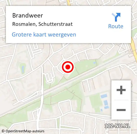 Locatie op kaart van de 112 melding: Brandweer Rosmalen, Schutterstraat op 6 mei 2016 19:09