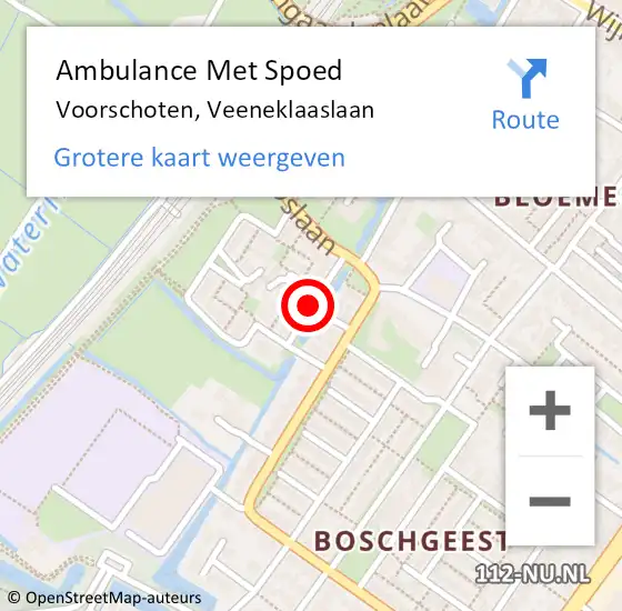 Locatie op kaart van de 112 melding: Ambulance Met Spoed Naar Voorschoten, Veeneklaaslaan op 6 mei 2016 19:34