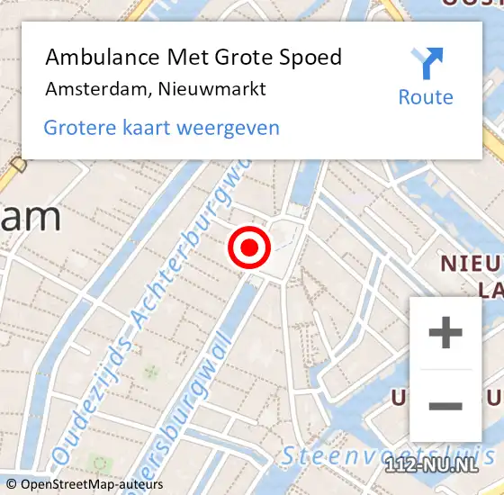 Locatie op kaart van de 112 melding: Ambulance Met Grote Spoed Naar Amsterdam, Nieuwmarkt op 6 mei 2016 20:18