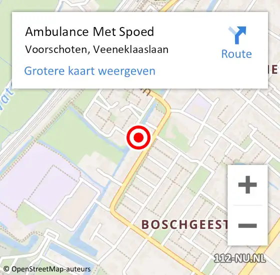 Locatie op kaart van de 112 melding: Ambulance Met Spoed Naar Voorschoten, Veeneklaaslaan op 6 mei 2016 20:24