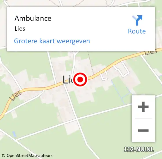 Locatie op kaart van de 112 melding: Ambulance Lies op 6 mei 2016 21:04