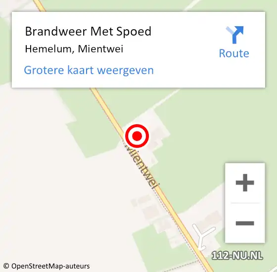 Locatie op kaart van de 112 melding: Brandweer Met Spoed Naar Hemelum, Mientwei op 6 mei 2016 21:42