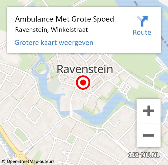 Locatie op kaart van de 112 melding: Ambulance Met Grote Spoed Naar Ravenstein, Winkelstraat op 6 mei 2016 22:38
