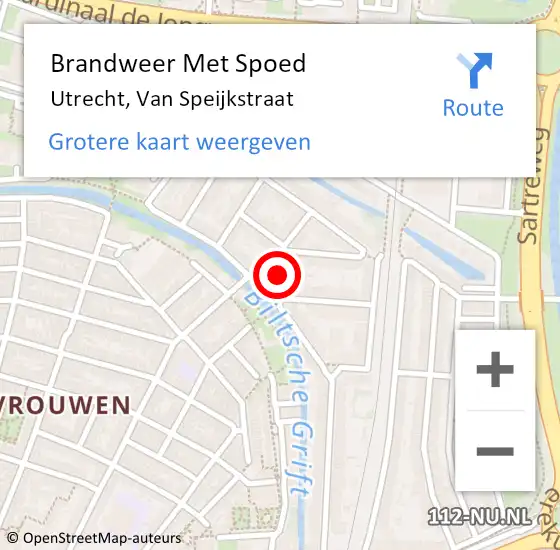 Locatie op kaart van de 112 melding: Brandweer Met Spoed Naar Utrecht, Van Speijkstraat op 6 mei 2016 22:57