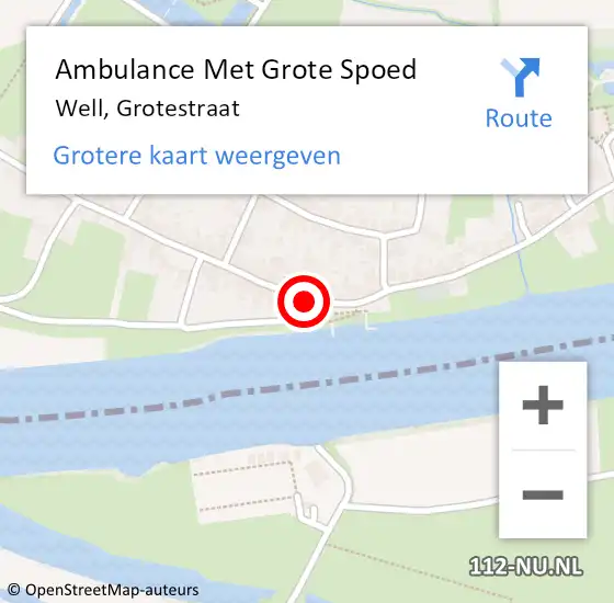 Locatie op kaart van de 112 melding: Ambulance Met Grote Spoed Naar Well, Grotestraat op 6 mei 2016 23:05