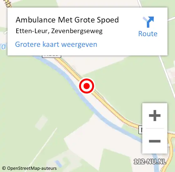 Locatie op kaart van de 112 melding: Ambulance Met Grote Spoed Naar Etten-Leur, Zevenbergseweg op 6 mei 2016 23:22